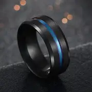 Two-Tone Stainless Steel Ring Black & Blue & Purple - Size 12