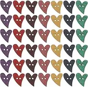 POPETPOP Wooden Buttons for Crafts : 100pcs Heart Shaped Buttons with 2 Holes Colorful Decorative Buttons Vintage Buttons for DIY Scrapbooking Clothes Decoration, Random Color