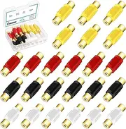 Cimeton 24PCS RCA Female to Female Coupler Gold Plated Dual Female Adapter RCA Audio Cable Extension Connector for Amplifier Subwoofer Speakers DVDs TVs