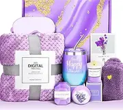 Get Well Soon Gift Baskets for Women purple, Care Package Self Care Gifts, After Surgery Basket Thinking of you Gifts with Blanket for Women, Her, Mom, Wife