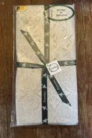 Irish Linen Brownlow Thomas Ferguson 6 Damask Napkins Natural Celtic Scroll NIP