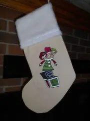 Misfit Jack in the Box HANDMADE EMBROIDERED CHRISTMAS STOCKING, Prim