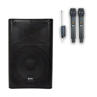 QTX Quest QKS12 Speaker Bluetooth Active Loud Sound System PA with 2 Tunable UHF