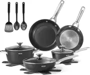 Induction Cookware Set 15-Piece, Pots and Pans Set Non Stick with Ceramic Coatin