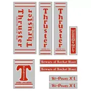 Thruster - BI POWER XL RED T on chrome decal set- old school bmx