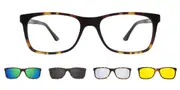 Rectangle Clip-On Plastic Men's Glasses Online Tortoiseshell Size 53 - Lenses Included - Private Health Rebate - Blue Light Block - SmartBuy