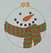 Hand-painted Needlepoint Canvas, Snowman Ornament, 18" mesh, NEW