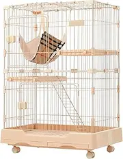 BTM Cat Cage, 2 Tiers, Multi-Headed, Free Combination, Includes Cat Door, Hammock, Large, Cat Cage, with Casters, Cat House, Pet Cage, Escape Prevention, Home Machine, Protection, Stylish
