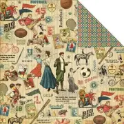Graphic 45 scrapbook paper Good Ol' Sport baseball football 5p ALL STAR Team