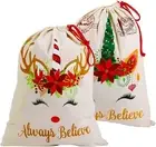 Christmas bag 2pcs Christmas Santa Sack, Unicorn Christmas Canvas Gift Bag