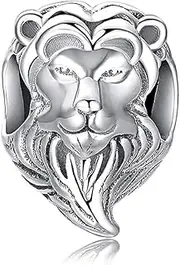 [Bolenvi] Brave Lion King 925 Sterling Silver Charm Bead For Pandora & Similar Charm Bracelets or Necklaces, Silver, No Gemstone