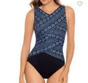 NWT Miraclesuit Paillette Brio Printed One Piece Swimsuit Size US 14