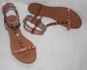 DSQUARED2 FLAT SANDAL VACCHETA VEG DOUBLE ANKLE STRAP #8.5us $895