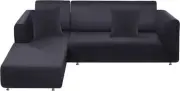 Couch Cover L Shape Sectional Sofa 3 Seater + 3 Seater, Dark Grey