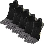 [Kevaler] Running Socks Women Cotton Socks Five Separate Toe Sport Ankle Cushion Running Socks Breathable for Sport Yoga Travel Training Running Fitness – 5 Pairs