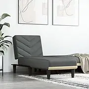 Chaise Longue Dark Grey Fabric Recliner - Multifunctional Convertible Indoor Sofa Lounge Chair for Living Room, Bedroom - 55x140x70 cm High-Density Foam Upholstered with Plywood Frame
