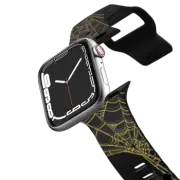 Apple Watch Series 4-6, SE (40mm) Impact Band CREEPY SPIDERS WATCH BAND, HALLOWEEN SPIDER WEB SPOOKY SCARY INSECTS BLACK GOLD By Ebi Emporium