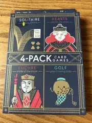 NIB. Buffalo Games 4-Pack Card Games: Solitaire, Hearts, Euchre And Golf