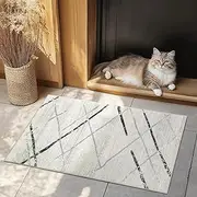 JINCHAN Rug Washable Rug Entryway Rug Moroccan Rug Grey Thin Rug 61x91CM Modern Geometric Accent Rug Indoor Door Mat Non Slip Gray Carpet Kitchen Living Room Bedroom Dining Room