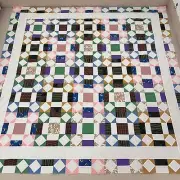 Handmade Paper Chain Patchwork Quilt top/topper Sewing/Quilt craft 86x86"
