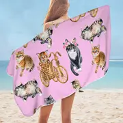 Funny Cute Cats Microfiber Beach Towel