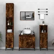 Bathroom Cabinet, Storage Cabinet with Shelf, Side Cabinet with Door for Bathroom, Restroom, Laundry, Living Room, 30x30x100 cm, Brown