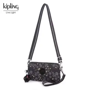 Kipling 猴子包 黑底金色印花 70109 升級版 拉鍊手掛包 零錢包 長夾 手拿包 斜背包  鈔票/零錢/卡包 輕便多夾層 防水 附長背帶可斜背 限量