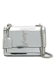 Saint Laurent Sunset Small in Platinium Shiny Leather