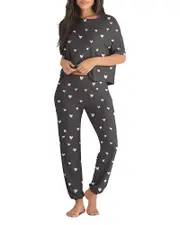 Honeydew Sun Lover Lounge Set in Black Hearts