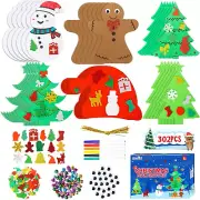 302PCS Christmas Foam Stickers & Craft Kits, Tree, Hat, Snowman for Kids' Crafts