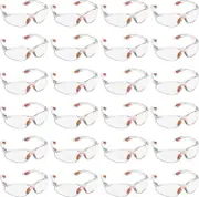 24 Pack Clear Safety Glasses - Protective Glasses With Plastic Lens, Nose Bridge And Rubber Temple Tips For Comfort - Ppe Clear Glasses