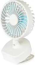 STAYCOOL Mini 4" Quiet Portable and Personal USB Rechargeable Clip or Desk Fan - 3 speeds, 360 adjustable, perfect for travel, prams or the menopause - white - F1905WH