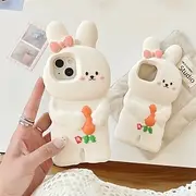 Phone Case For iPhone 16 Pro Max Plus iPhone 15 Pro Max Plus iPhone 14 Pro Max Plus iPhone 13 Pro Max Back Cover Shockproof Rabbit Silicone