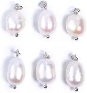 ALEXCRAFT Wholesale 6 PCS Freshwater Pearl Charms Baroque Cultured Pearls Pendant Bulk for Jewelry Making