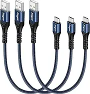 [Fasgear] 1ft USB C Cable, 3 Pack 0.3m Short USB Type-C 2.0 Cable High Speed and Fast Charging Data Transfer Cable Compatible for Moto G6,7 Galaxy Note 10 S9 S8 Oneplus 7 pro-Sony Xperia L1 XA2 (Blue)