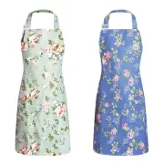 2 Pcs Kitchen Aprons for Women, Adjustable Floral Aprons Chef Bakers Apron Co...