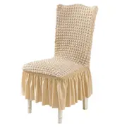 Soft Seersucker Fabric Removable Chair Covers with Lace Skirt -Yellow