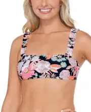 MSRP $42 Raisins Womens Juniors Printed Tulum Bikini Top Black Size Small