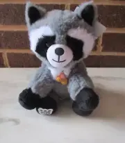 Build A Bear Mini Buddy Raccoon 7" Plush+ 4"Tail-Peanut in Shell Charm Necklace