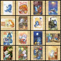 在飛比找蝦皮購物優惠-【33明信片本舖】歐洲進口明信片 藍貓 Blue Cats 