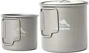 TOAKS Titanium 650ml Pot (Ultralight Version) and Cup Combo Set, Ultralight Outdoor Titanium Tableware Camping Equipment