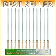 Heavy-Duty 304 Stainless Steel BBQ Skewers - Safe & Easy Grilling Set of 12