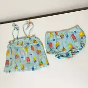 Angel Dear Organic Muslin Ruffle Top & Bloomers Set Popsicles 12-18 Months NWT