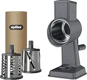 Zyliss Rotary Cheese Grater, Aluminium - 3 Stainless Steel Drum Blades | Slicing | Grating | Ideal for Cheese, Chocolate, Nuts, and Fruit | Non-Slip Suction Foot and Table Clamp | 5-Year Guarantee