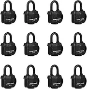 CINCINNO 40mm Padlock with Key,Weatherproof Laminated Steel Locks with Keys,Heavy Duty Keyed Alike Padlocks for Outdoor Use,12 Pack