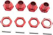 4 Pieces RC Hex Hubs Hex Adapter Spare Parts Accs Replacement Aluminum Alloy DIY Extended RC Crawler M17 1/8 Drive Adapter, Red