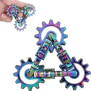 Infinity Gear Fidget Toy, Solid Metal Quiet Desk and Office Fidget Toys, Exercise Finger Flexibility, Help Relieve Stress Anxiety, Promotes Focus, Avoid Bad Habits (Rainbow)