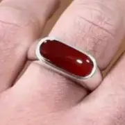 Natural Dark Brown Agate Stone Capsule Shape Yemeni Agate Stone Sterling Silver