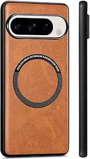 [RUNGOS] for Google Pixel 9 Case, Pixel 9 Pro Case Magsafe [Stable Magnetic] [Slim Fit] [10Ft Drop Tested] PU Leather Case for Google Pixel 9 Pro/Pixel 9 Phone Case, Anti-Fingerprint Shockproof Cover