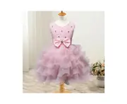 Girl Dress Kids Ruffles Lace Party Wedding Dresses Baby's First Birthday Dress-pink